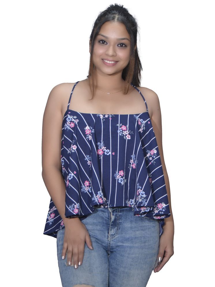     			Leean Patterns Navy Blue Georgette Women's Asymmetrical Top ( Pack of 1 )