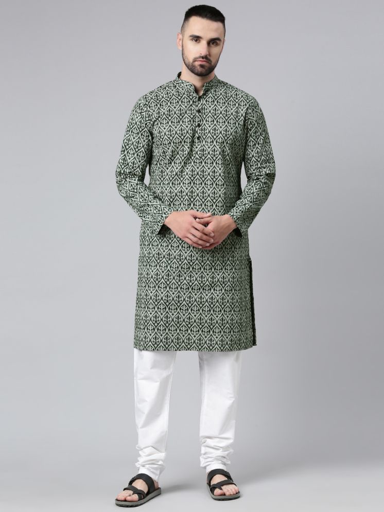     			MAJESTIC MAN Dark Green Cotton Men's Regular Kurta ( Pack of 1 )