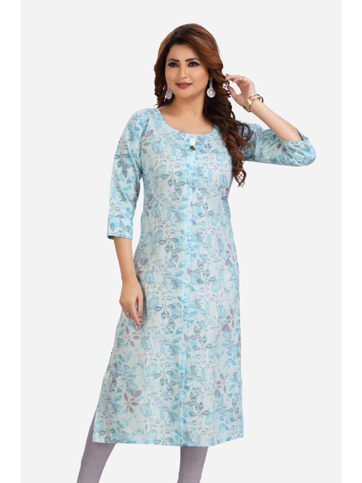     			Meher Impex Cotton Printed Straight Women's Kurti - Turquoise ( Pack of 1 )