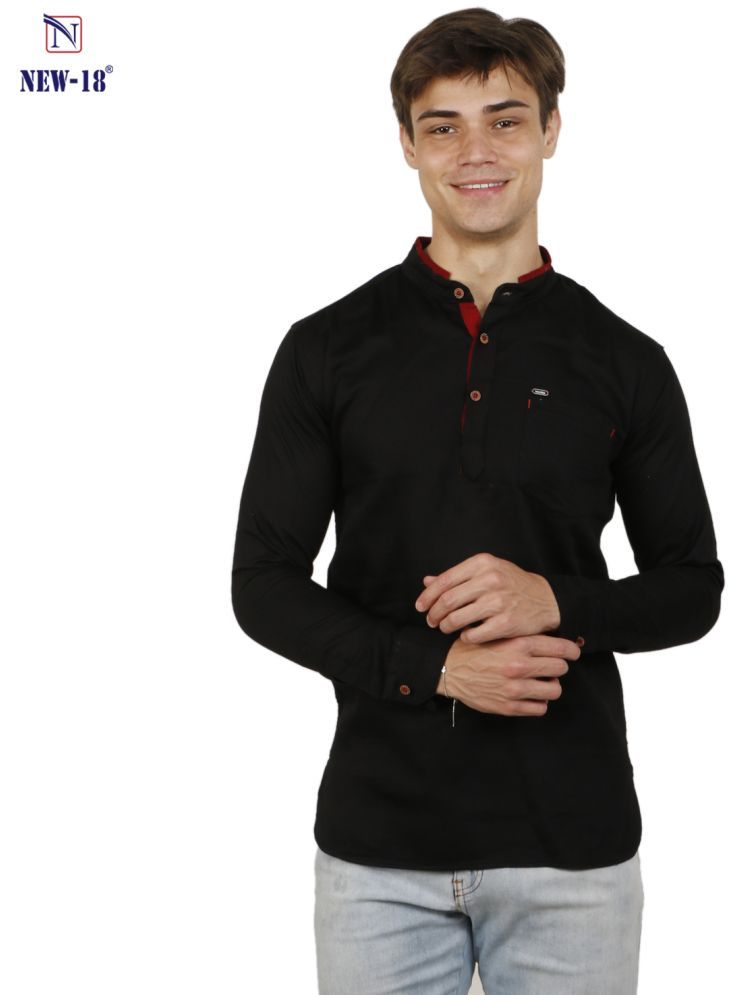     			NEW-18 Black Linen Men's Shirt Style Kurta ( Pack of 1 )