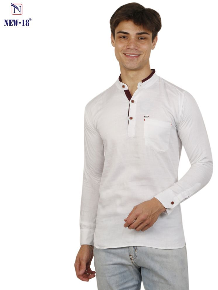     			NEW-18 White Linen Men's Shirt Style Kurta ( Pack of 1 )