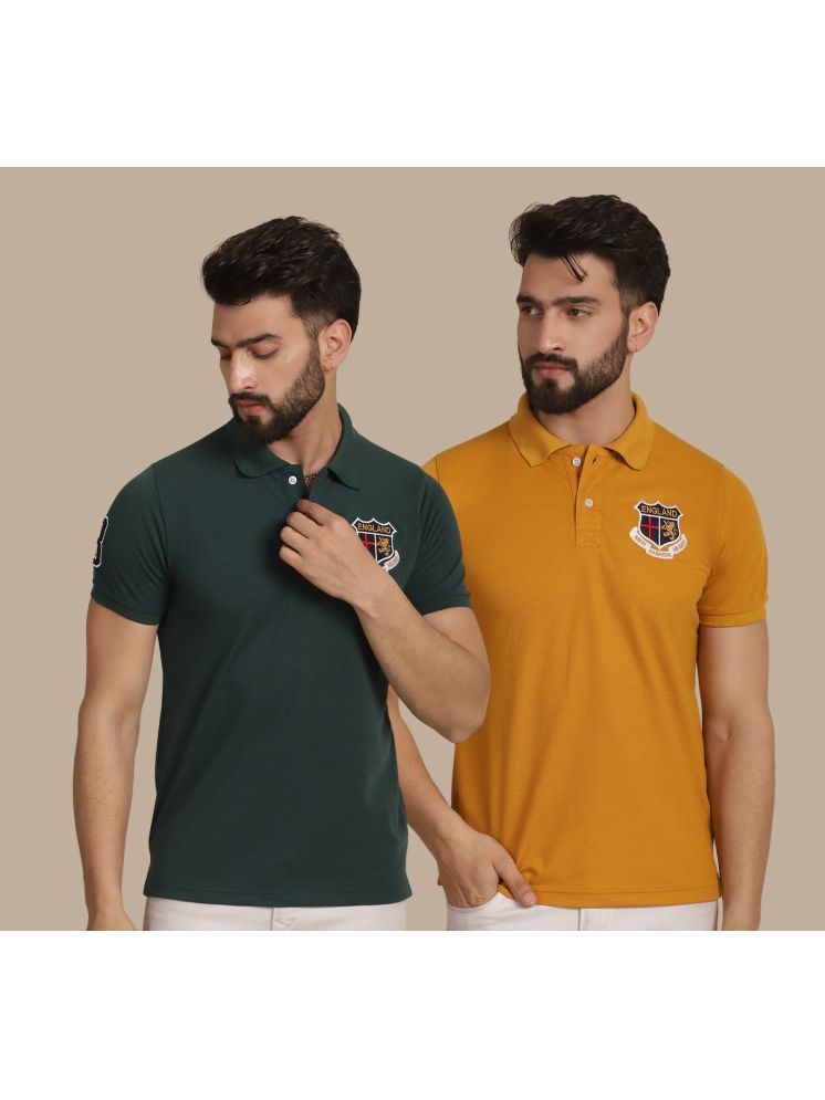     			NVI Green Cotton Regular Fit Men's Sports Polo T-Shirt ( Pack of 2 )