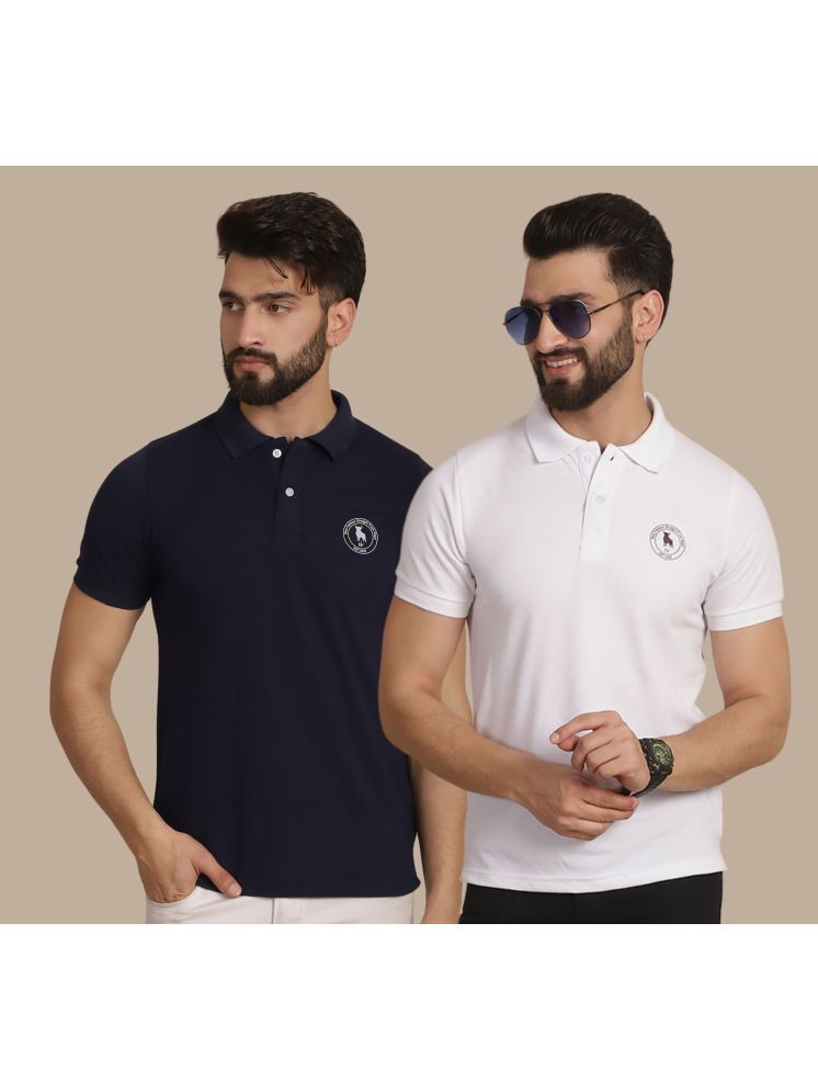     			NVI Navy Cotton Regular Fit Men's Sports Polo T-Shirt ( Pack of 2 )