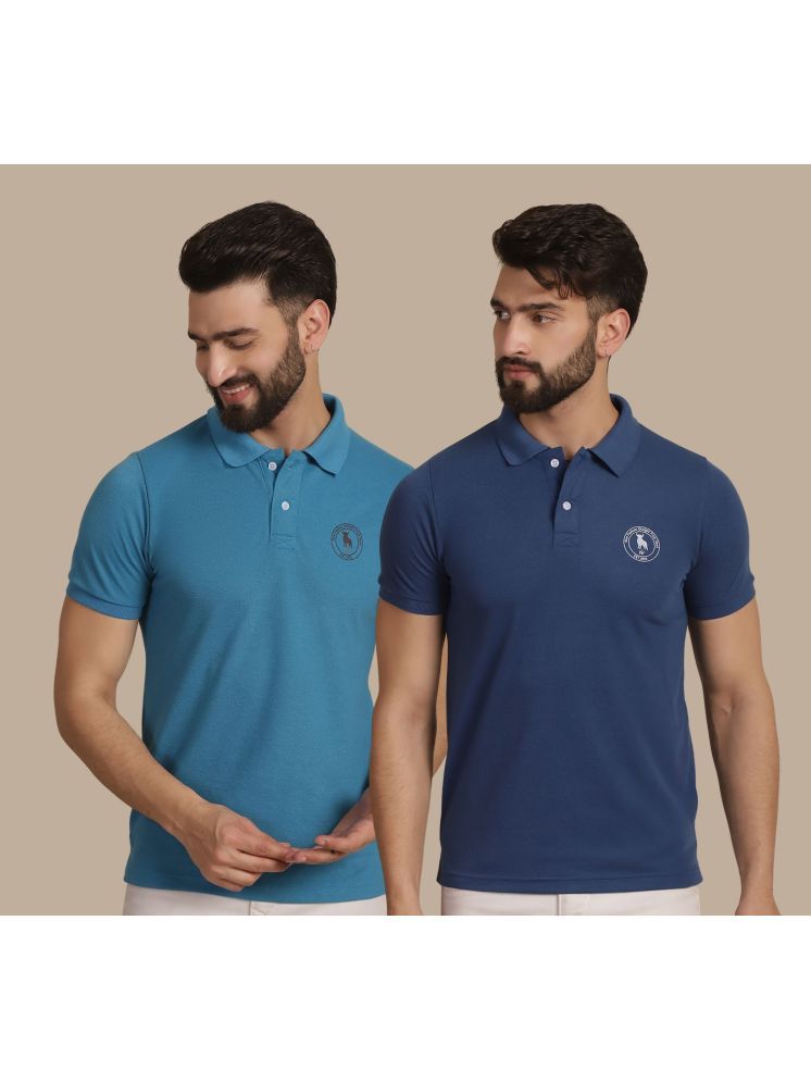     			NVI Teal Blue Cotton Regular Fit Men's Sports Polo T-Shirt ( Pack of 2 )