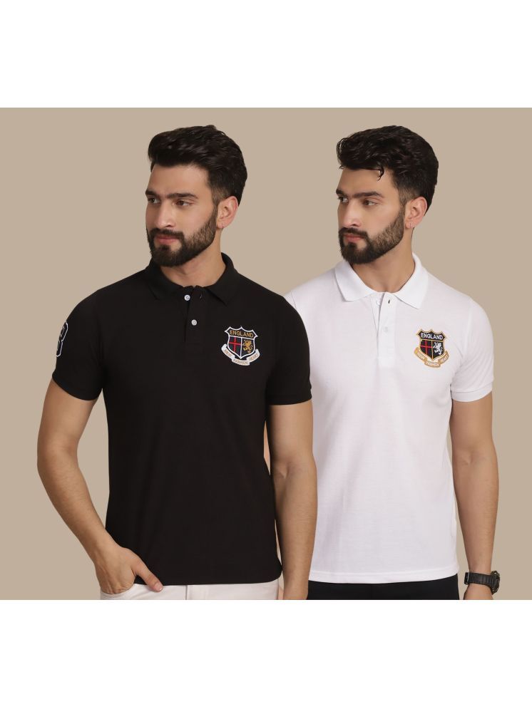     			NVI White Cotton Regular Fit Men's Sports Polo T-Shirt ( Pack of 2 )