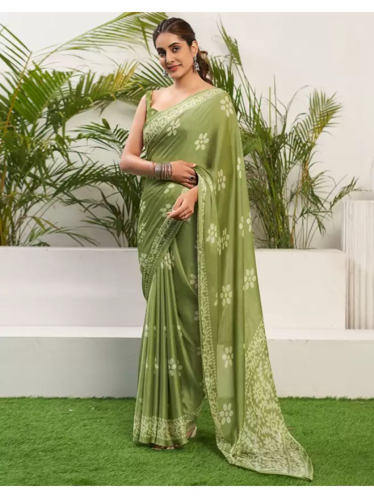     			Rangita Chiffon Printed Saree With Blouse Piece - Green ( Pack of 1 )