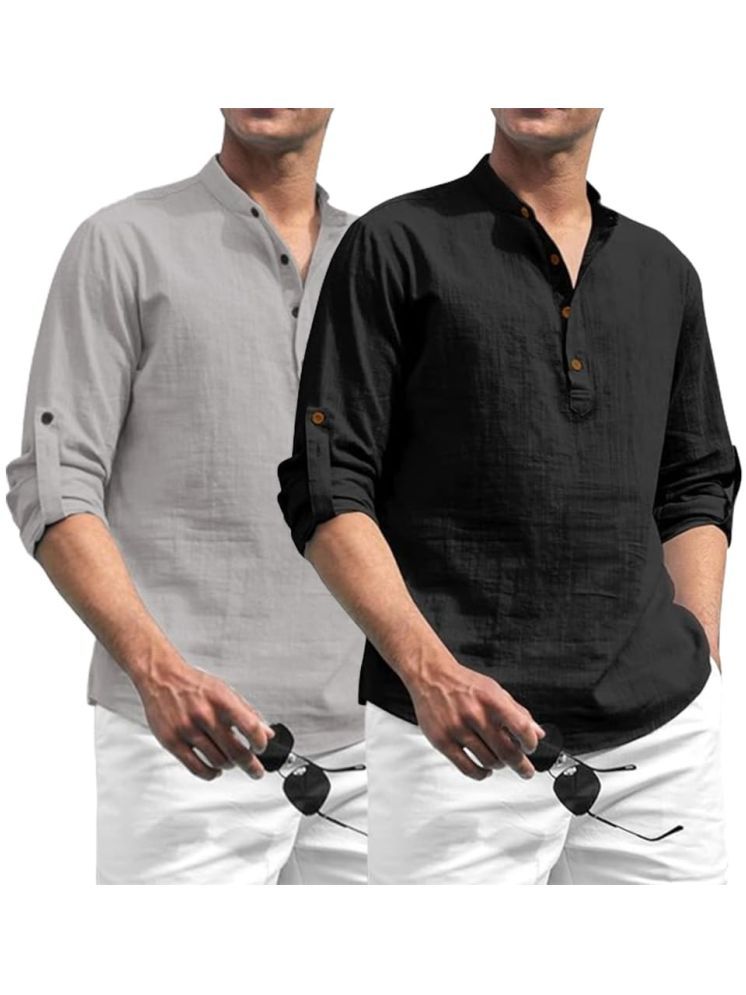     			Vida Loca Grey Cotton Blend Men's Shirt Style Kurta ( Pack of 2 )