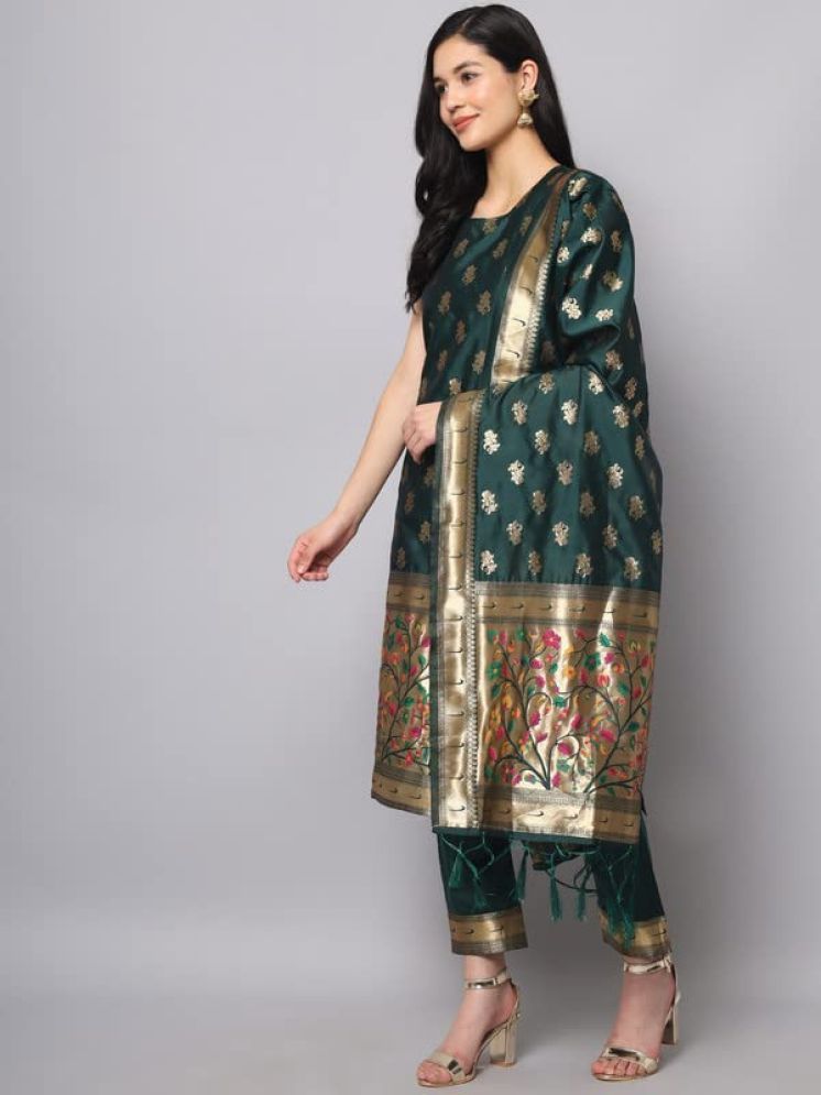     			VredeVogel Cotton Silk Printed Kurti With Pants Women's Stitched Salwar Suit - Green ( Pack of 1 )