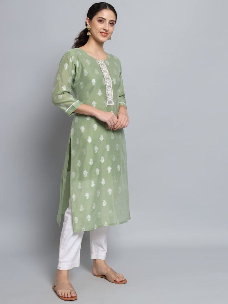     			VredeVogel Silk Blend Embroidered Kurti With Pants Women's Stitched Salwar Suit - Green ( Pack of 1 )