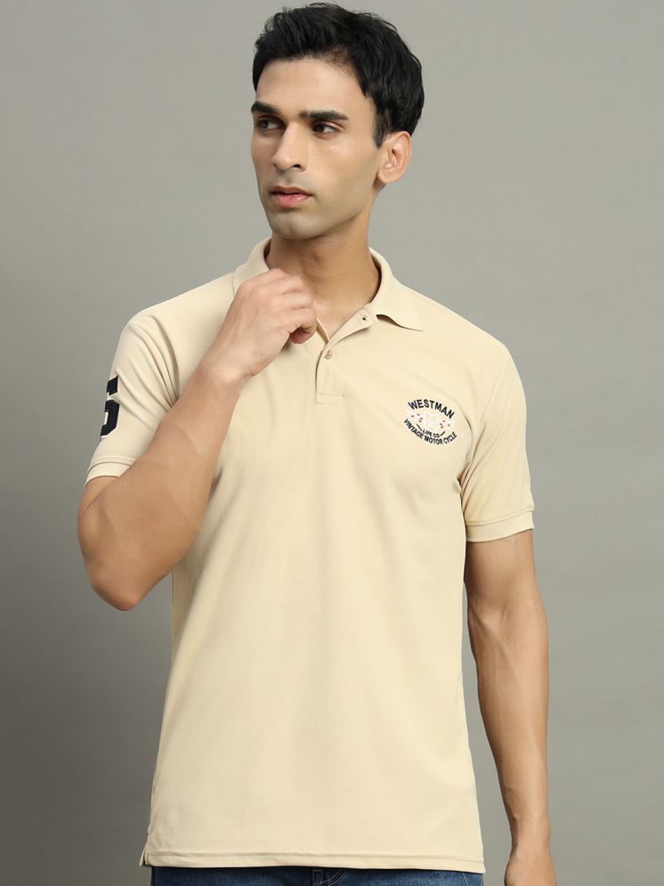     			WESTMAN Cotton Blend Regular Fit Embroidered Half Sleeves Men's Polo T Shirt - Beige ( Pack of 1 )