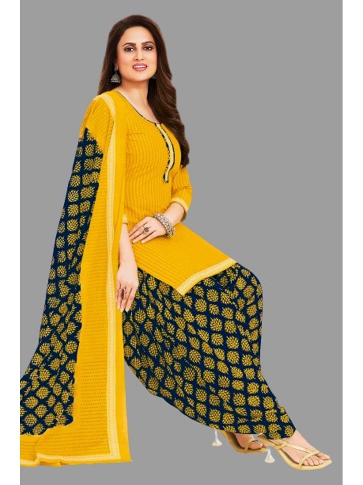     			shree jeenmata collection Unstitched Cotton Printed Dress Material - Yellow ( Pack of 1 )