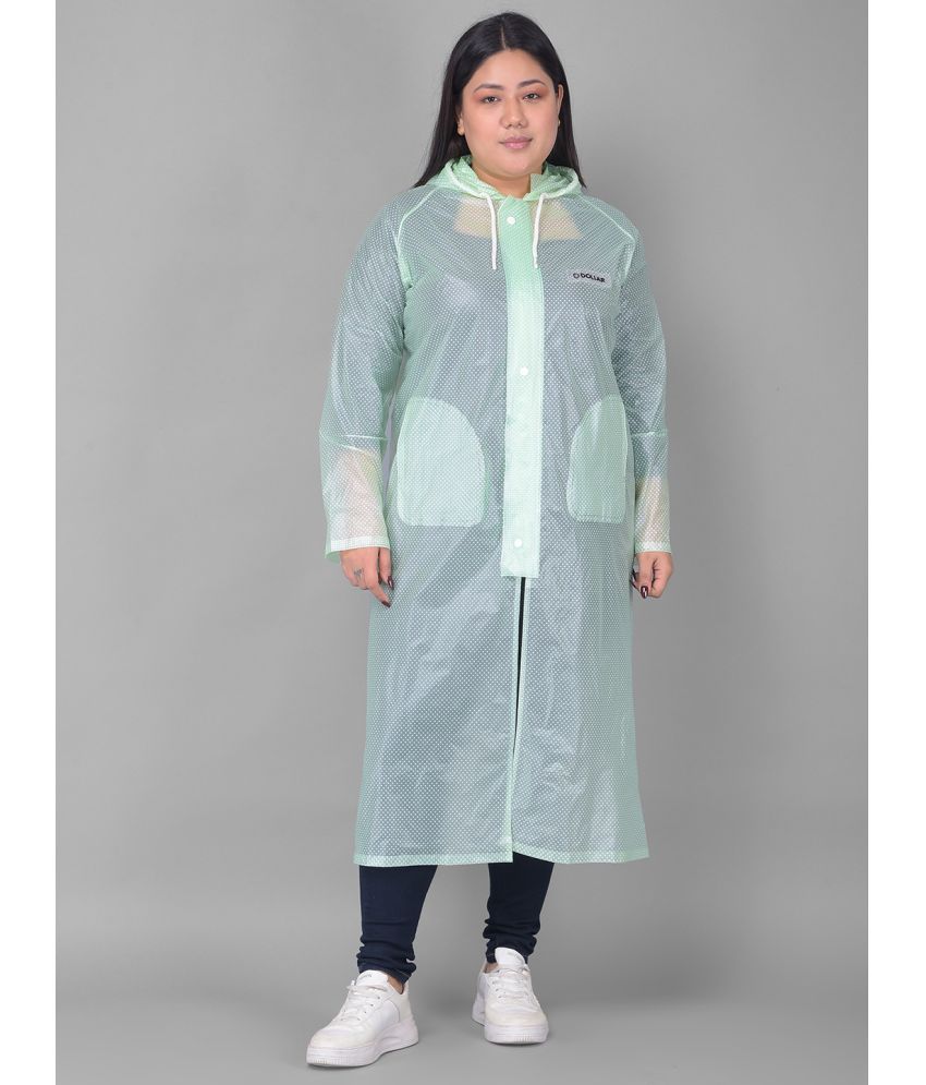     			Dollar Polyester Long Raincoat - Green