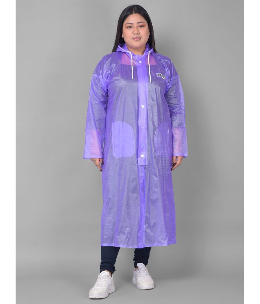     			Dollar Polyester Long Raincoat - Purple