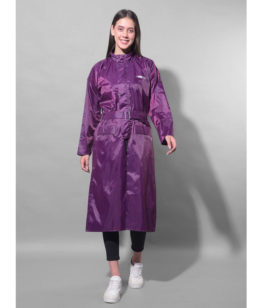     			Dollar Polyester Long Raincoat - Purple