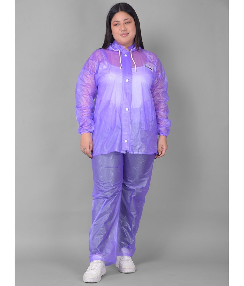     			Dollar Polyester Raincoat Set - Purple