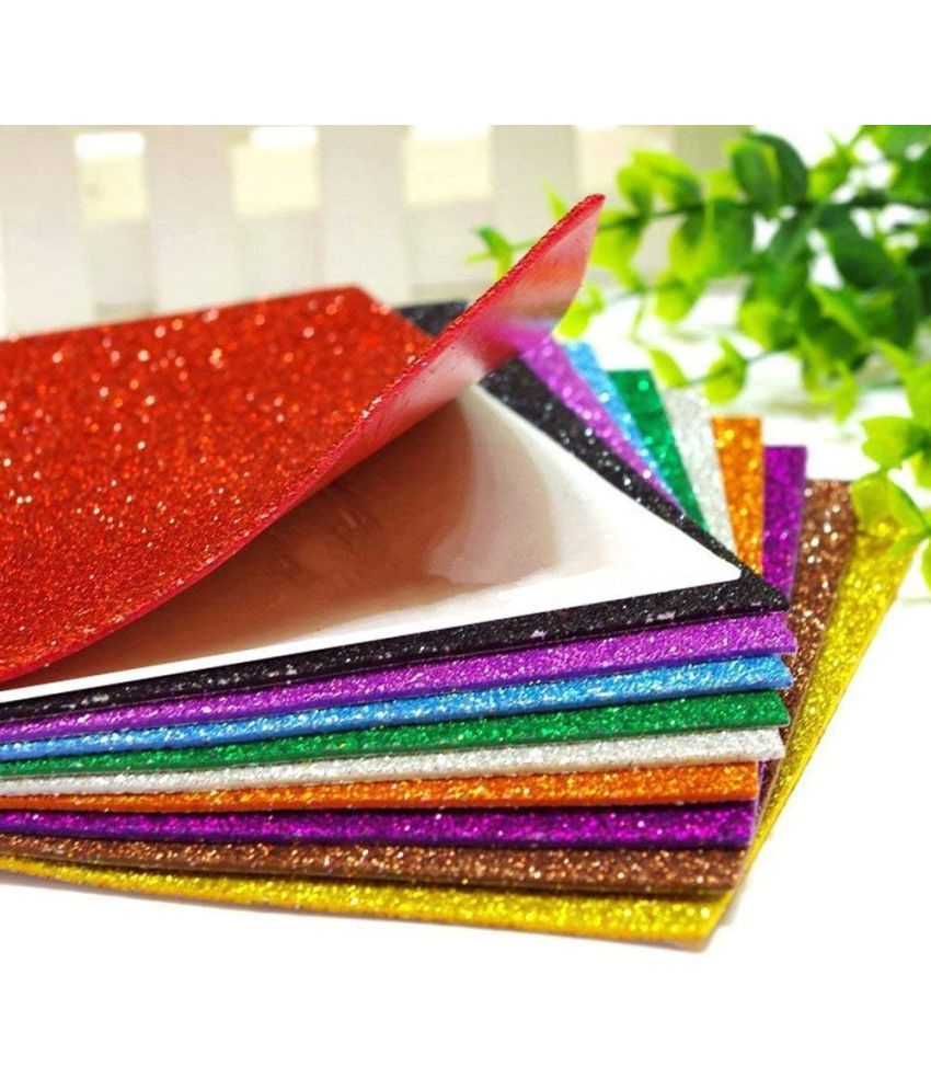     			ECLET A4 Glitter Foam Sheet Sparkles 2 mm Thick 10 Different Color, for Art & Craft