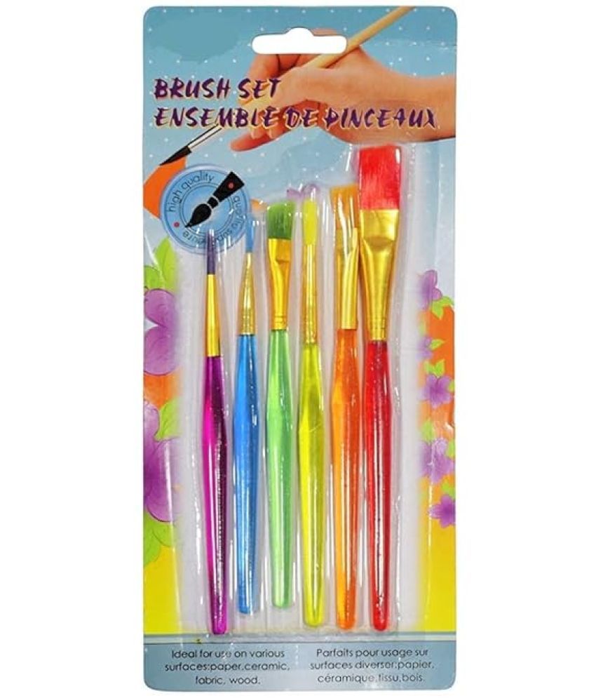     			ECLET Set of 6 Different Sizes Synthetic Flat Paint Brush for Oil, Acrylic Paintings - Painting Art