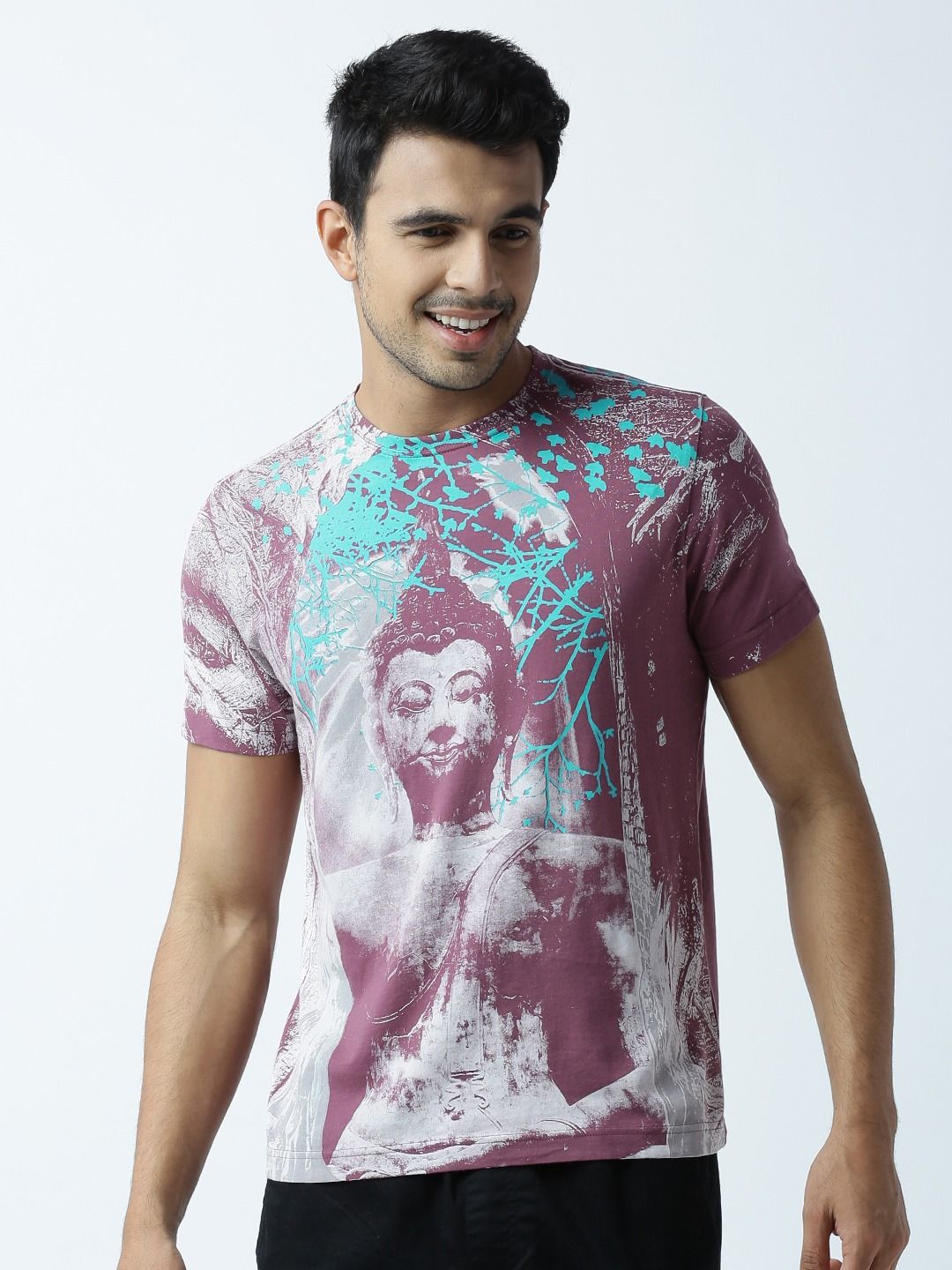     			Huetrap cotton Maroon Printed T-Shirt Single Pack