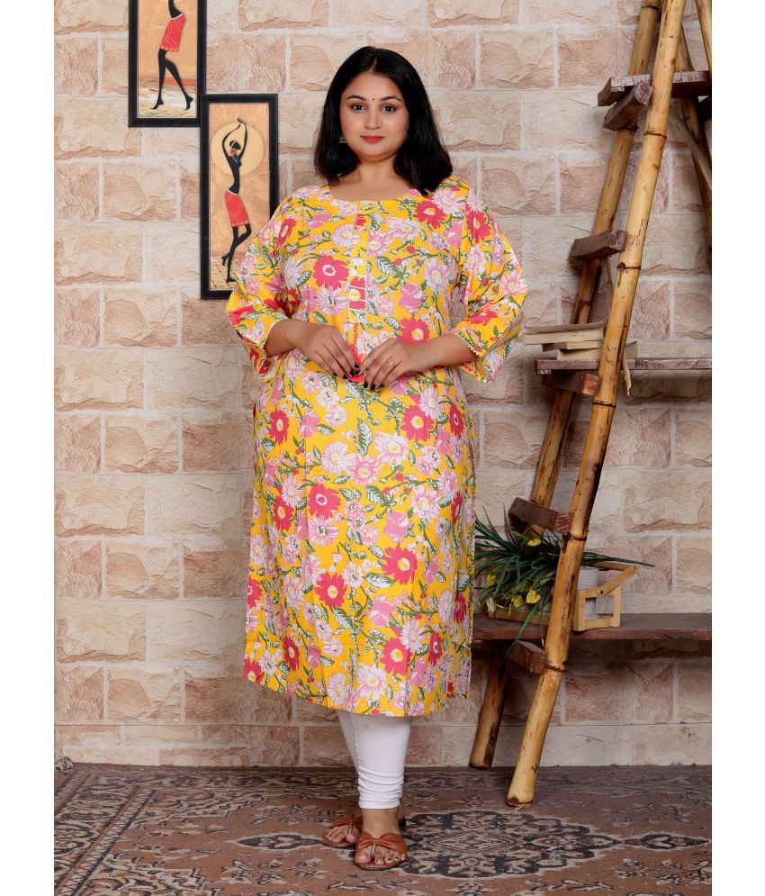     			JC4U Cotton Blend Printed Straight Women's Kurti - Multicoloured ( Pack of 1 )