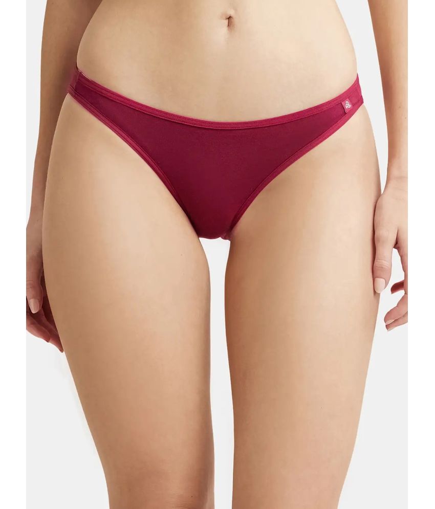     			Jockey SS02 Women Super Combed Cotton Elastane Stretch Low Waist Bikini - Beet Red