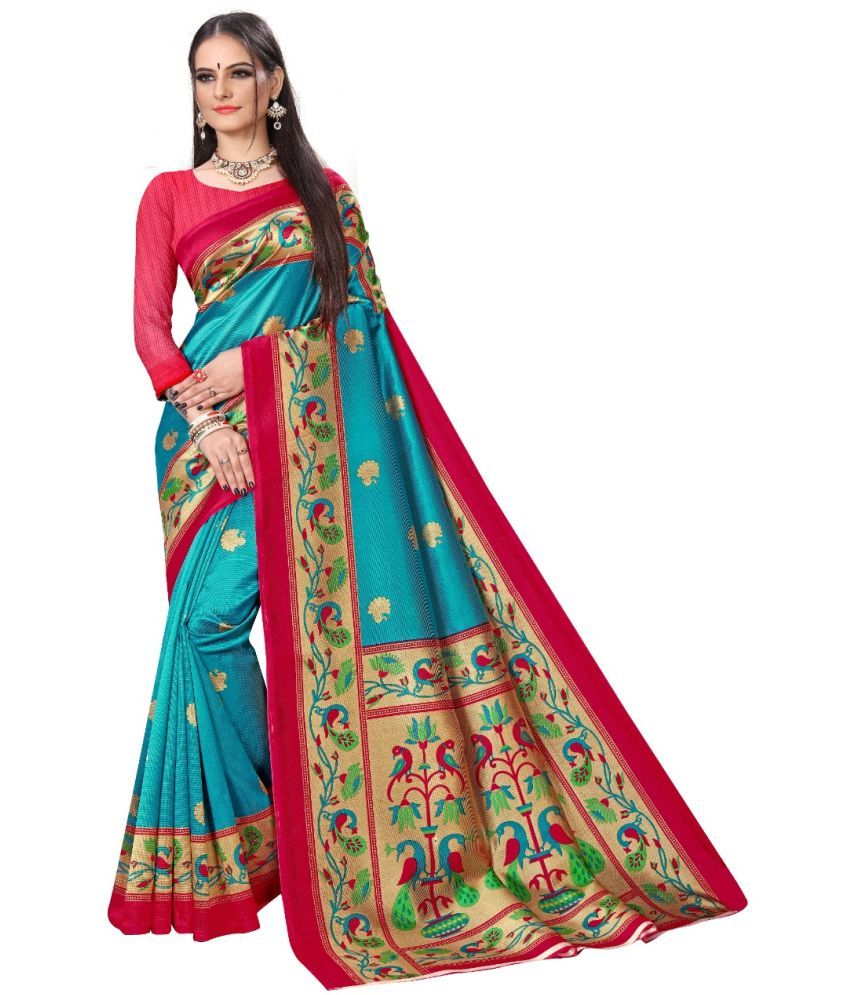     			Kanooda Prints Art Silk Printed Saree With Blouse Piece - Rani ( Pack of 1 )