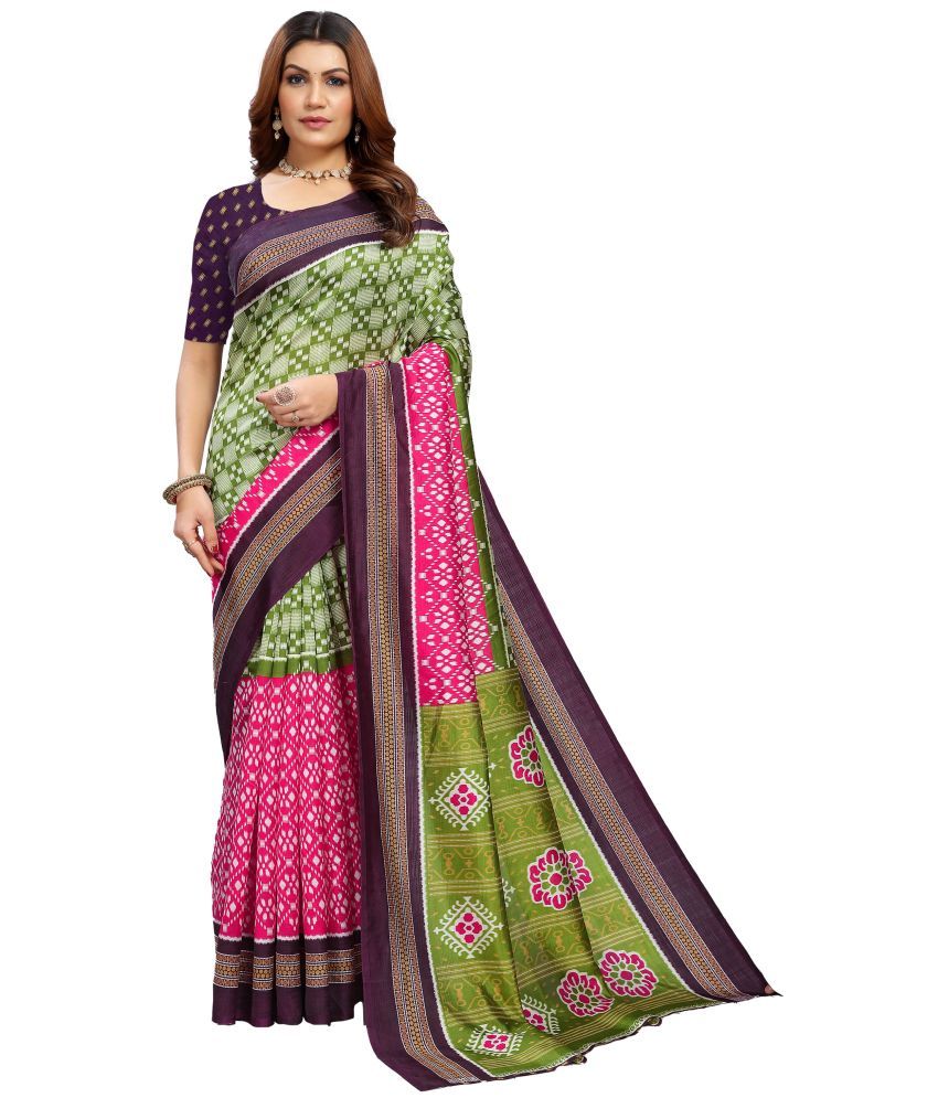     			Kanooda Prints Art Silk Printed Saree With Blouse Piece - Wine ( Pack of 1 )