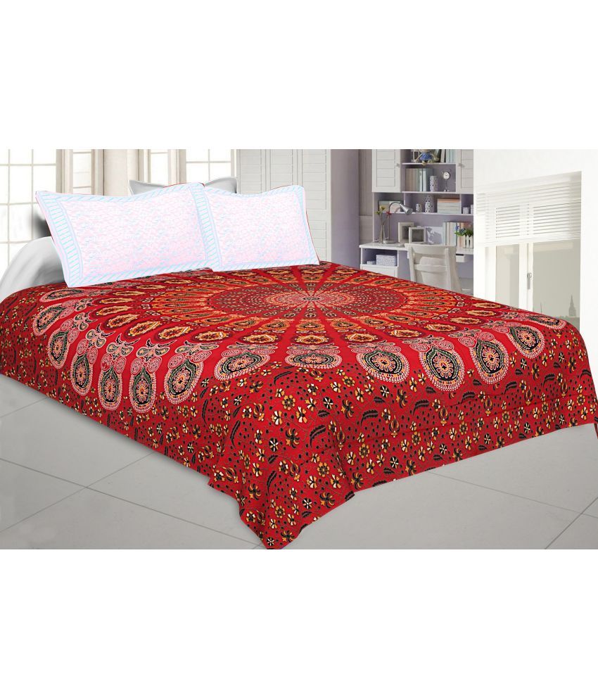     			Kargawal Cotton Solid 1 Double Bedsheet without Pillow cover - Red