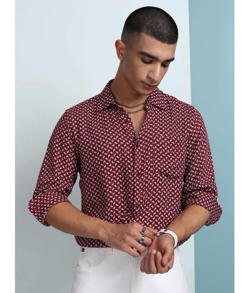     			Ketch Viscose Regular Fit Printed Full Sleeves Men's Casual Shirt - Maroon ( Pack of 1 )