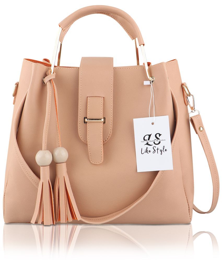     			LIKE STYLE Beige PU Shoulder Bag