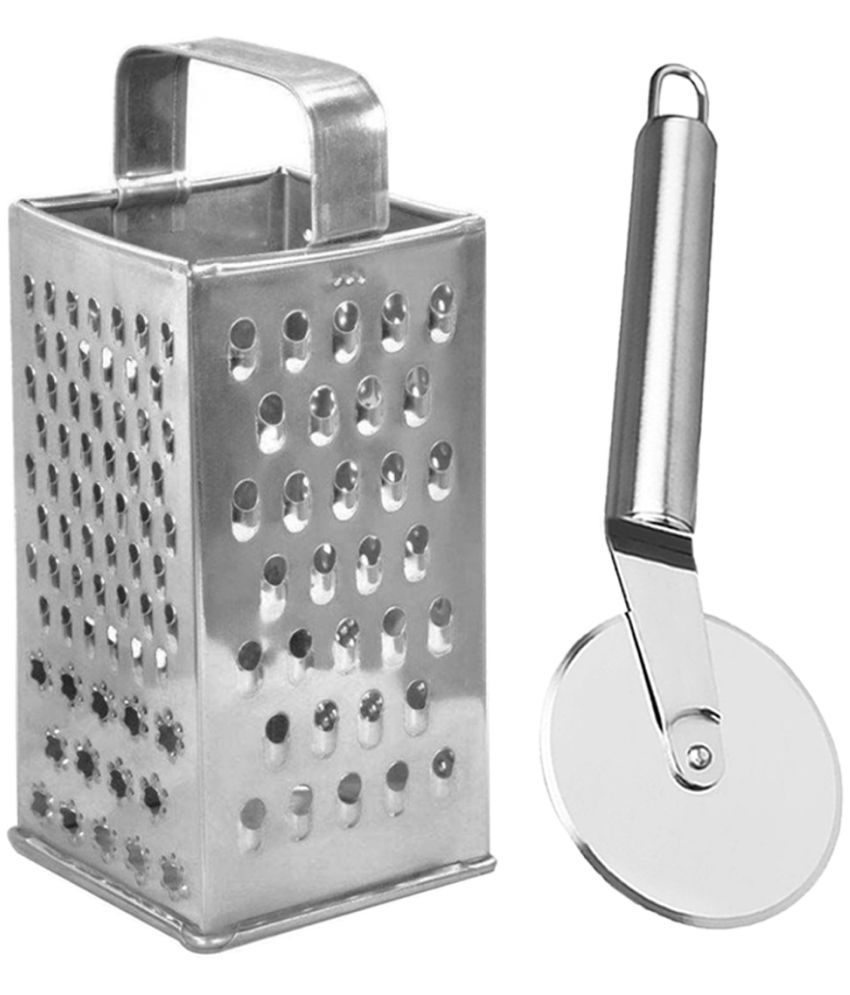     			OC9 Silver Stainless Steel 8in1 Grater+Pizza Cutter ( Set of 2 )