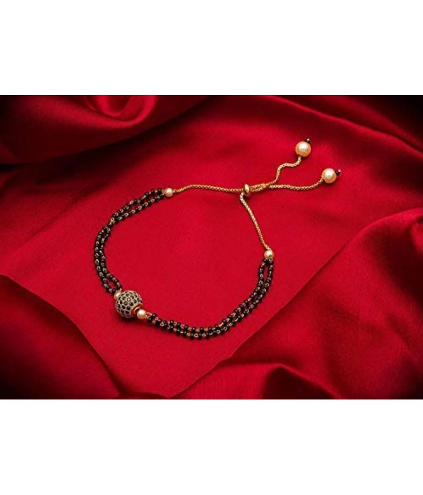     			PUJVI Black Bracelet ( Pack of 1 )