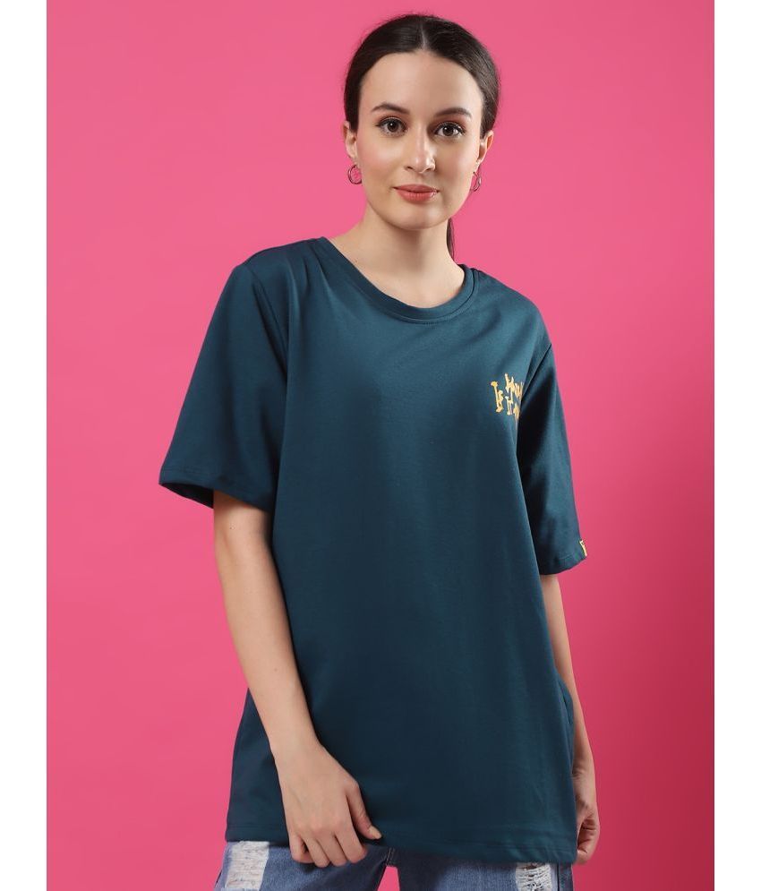     			Rigo Teal Cotton Blend Women's T-Shirt ( Pack of 1 )