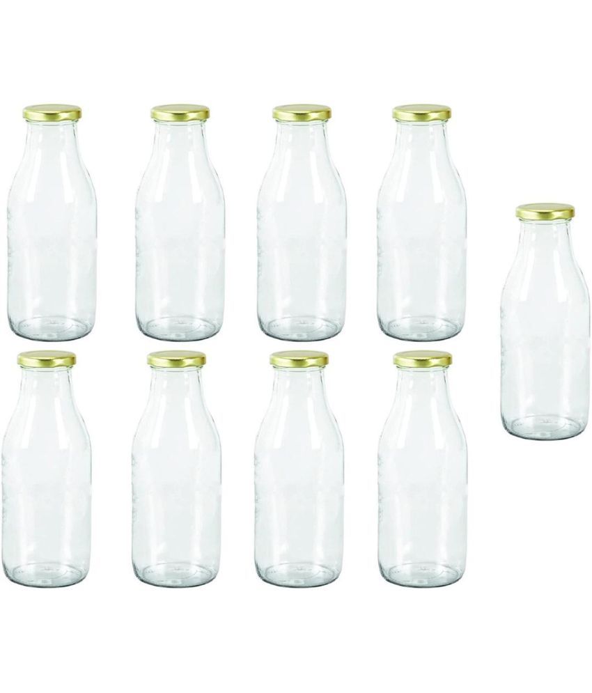     			Somil Storage Milk Bottle Glass Transparent Milk Container ( Set of 9 )