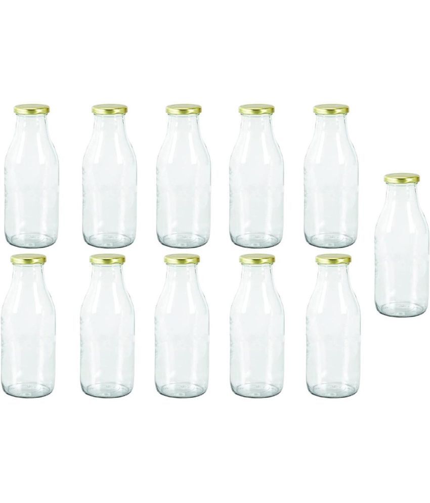     			Somil Storage Milk Bottle Glass Transparent Milk Container ( Set of 11 )