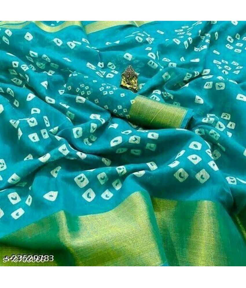     			Vkaran Cotton Silk Applique Saree Without Blouse Piece - Blue ( Pack of 1 )