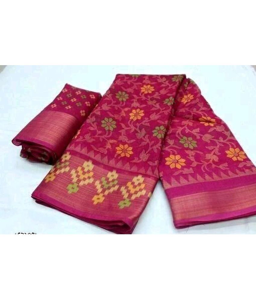     			Vkaran Cotton Silk Applique Saree Without Blouse Piece - Multicolor ( Pack of 1 )