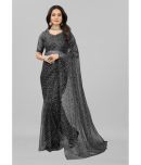 Saadhvi Net Solid Saree Without Blouse Piece - Black ( Pack of 1 )