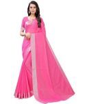 Vkaran Net Cut Outs Saree With Blouse Piece - Pink ( Pack of 1 )