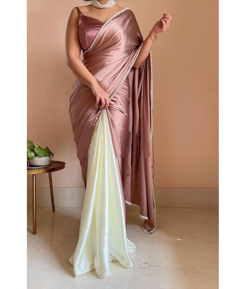     			Apnisha Satin Embellished Saree With Blouse Piece - Teal ( Pack of 1 )