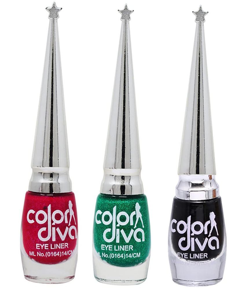     			Color Diva Eye Liner, Water Resistant, Long-Lasting, 6ml Matte, Shimmery & Satin Finish Pack of 3