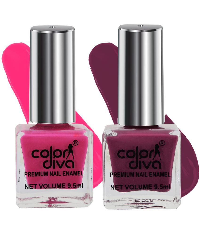     			COLOR DIVA Ultimate Majestique Nail Polish, 9.5ml | Pack Of 2 (Pink & Mauve)