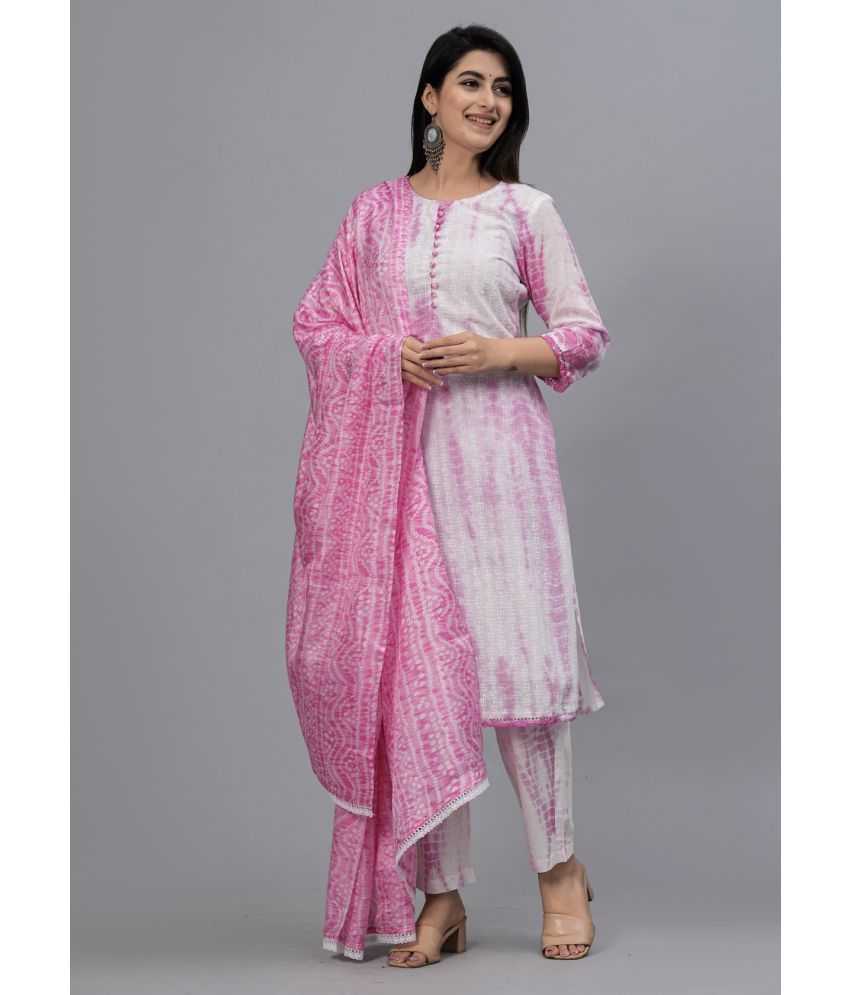     			Frionkandy Cotton Dyed Kurti With Pants Women's Stitched Salwar Suit - Pink ( Pack of 1 )