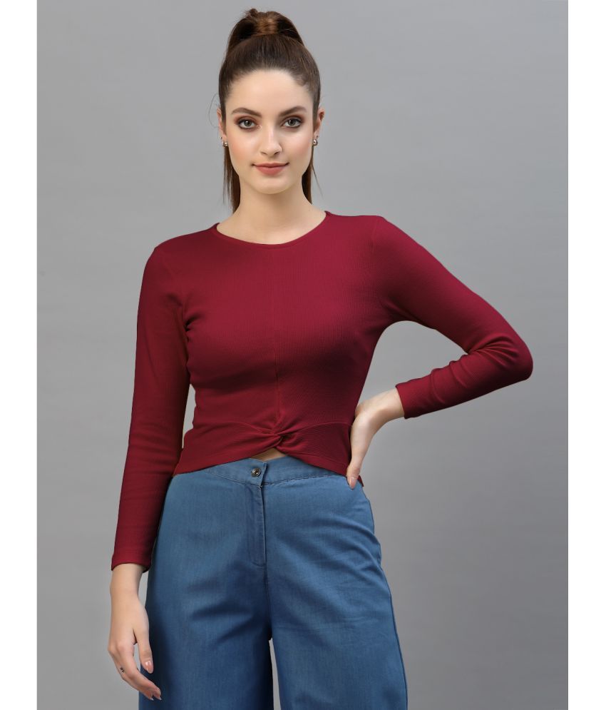     			Friskers Maroon Cotton Blend Women's Crop Top ( Pack of 1 )