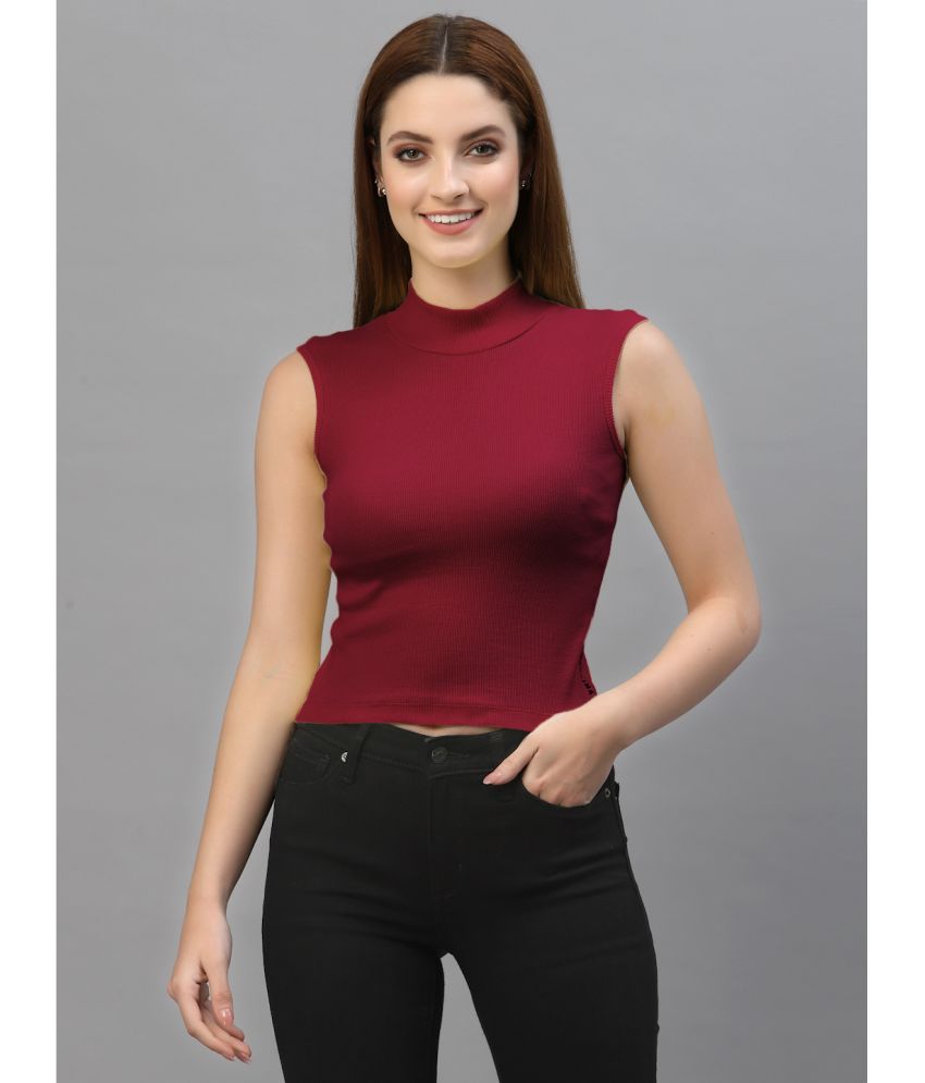     			Friskers Maroon Cotton Women's Crop Top ( Pack of 1 )