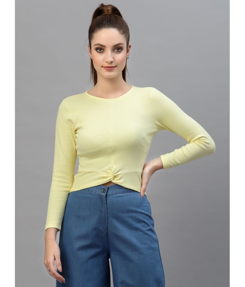     			Friskers Yellow Cotton Blend Women's Crop Top ( Pack of 1 )