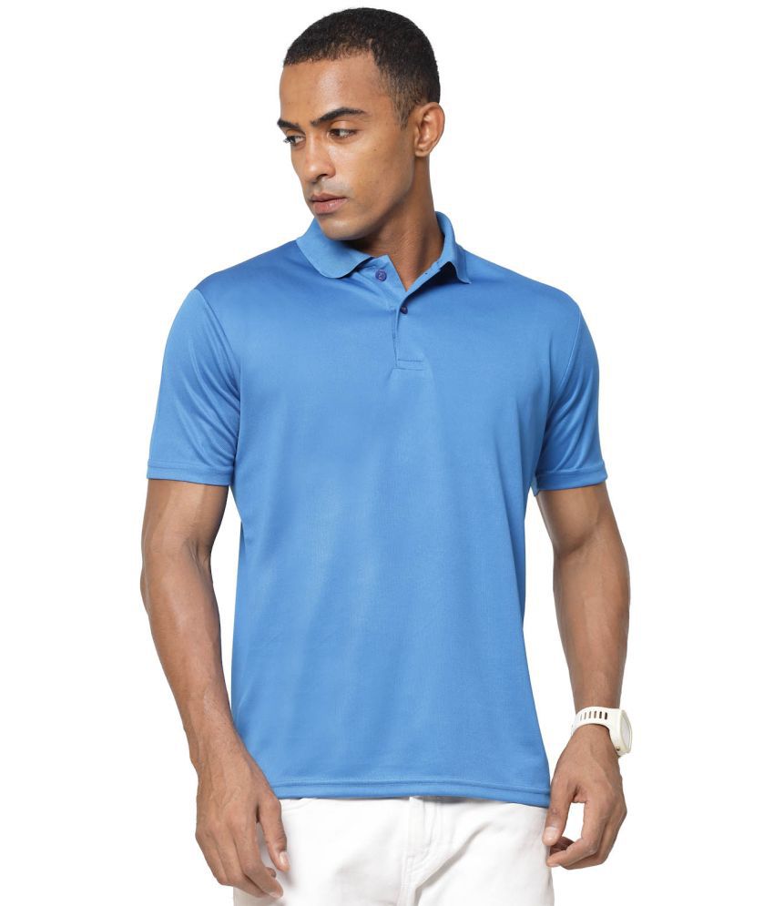     			Fundoo Polyester Regular Fit Solid Half Sleeves Men's Polo T Shirt - Blue ( Pack of 1 )