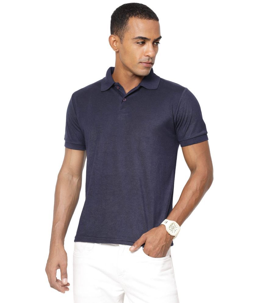     			Fundoo Polyester Regular Fit Solid Half Sleeves Men's Polo T Shirt - Navy Blue ( Pack of 1 )