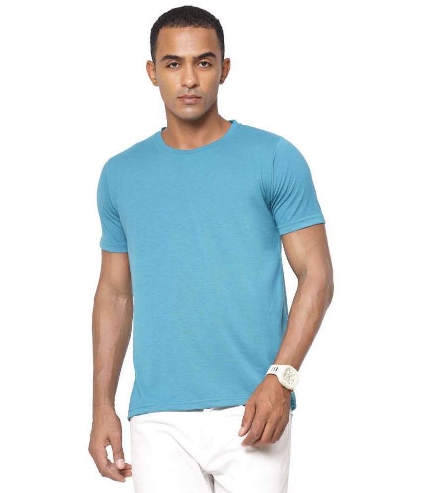     			Fundoo Polyester Slim Fit Solid Half Sleeves Men's T-Shirt - Sky Blue ( Pack of 1 )