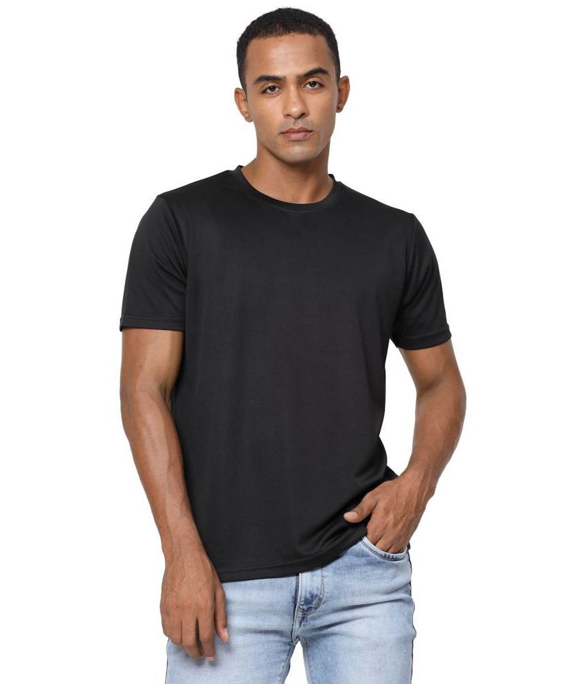     			Fundoo Polyester Slim Fit Solid Half Sleeves Men's T-Shirt - Black ( Pack of 1 )