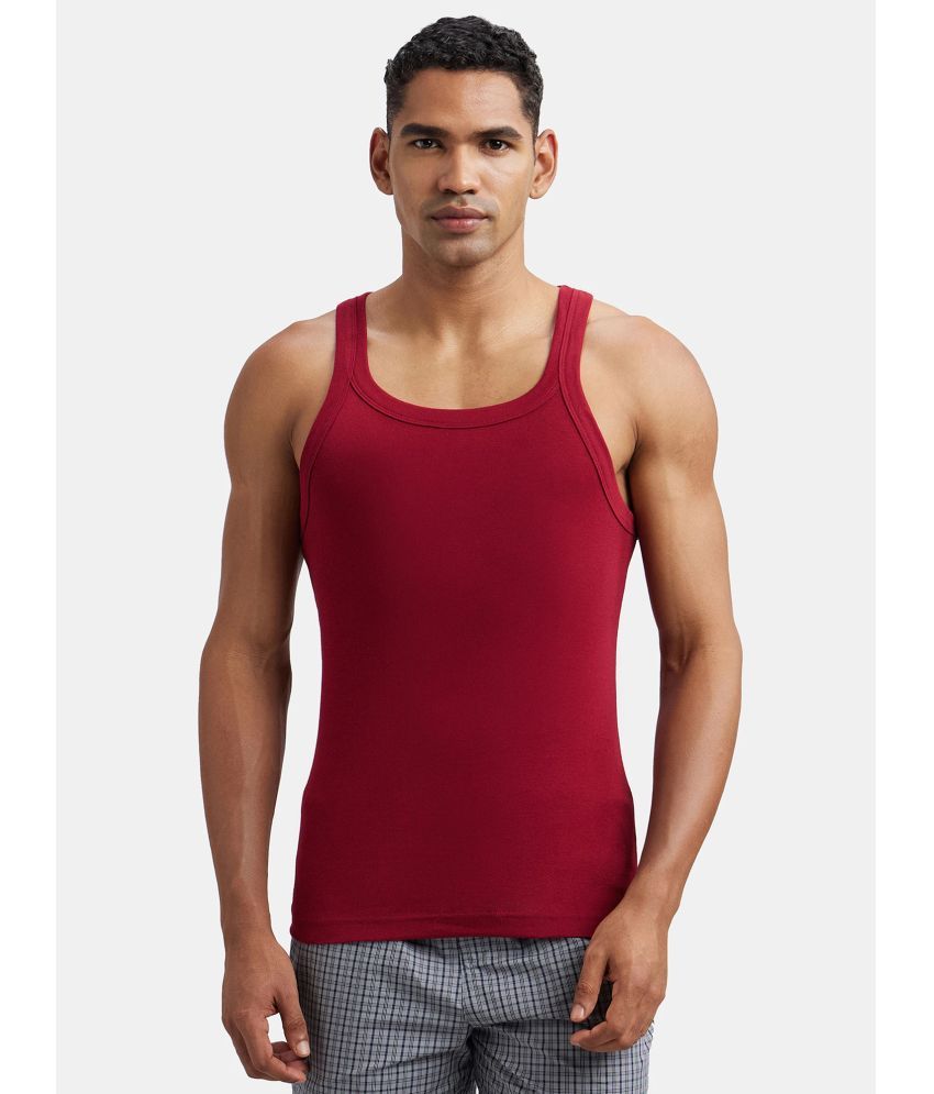     			Pack of 1 Jockey US26 Men Super Combed Cotton Rib Square Neckline Gym Vest - Red Pepper